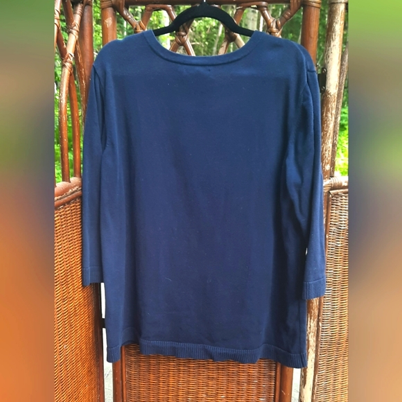 🍀3/15 Cj Banks Navy Blue Sweater Shirt - Picture 3 of 5